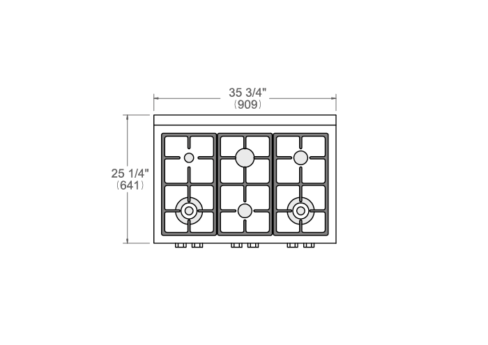 Bertazzoni PROF366RTBXT 36 Inch Pro Series Gas Rangetop