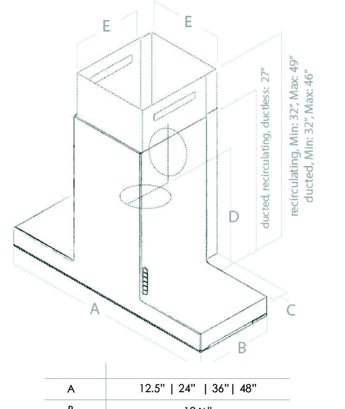 Elica EHI648SS 48 Inch Mounted to Ceiling 600 CFM