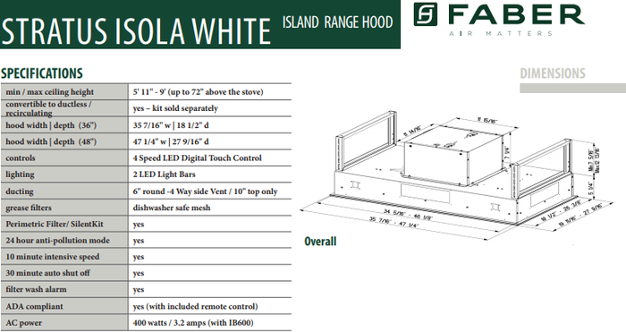 Faber IB600 Blower Motor Internal 600 cfm blower kit for Inca Pro Plus Faber