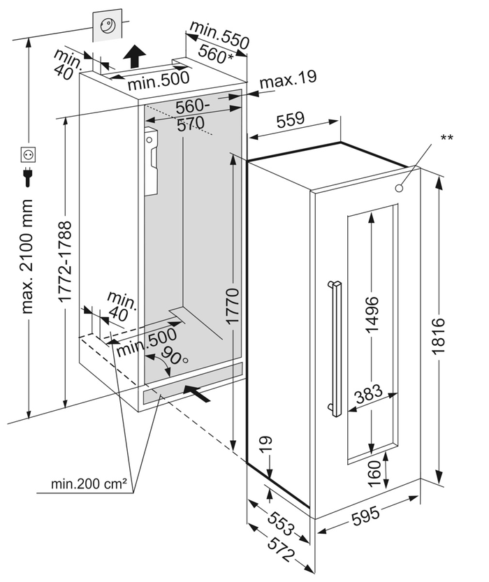 Liebherr HW8000 24 Inch Wine Fridge Column