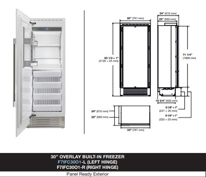 Fulgor Milano F7IFC30O1L 30 Inch Built In Freezer Column