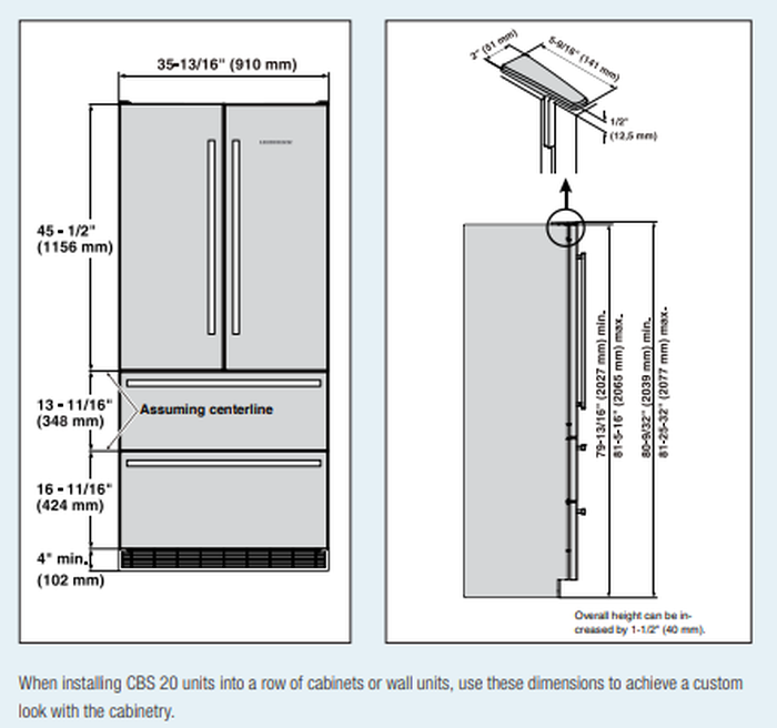 Liebherr CBS2092 36 Inch 18.9 Cu Ft Fully Integrated - French Door Refrigerator Parts