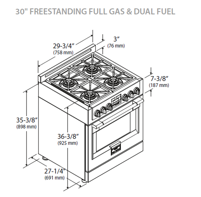 Fulgor Milano F6PDF304S1 30 Inch Dual Fuel Range aniksappliances