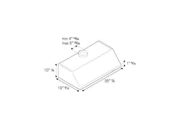 Bertazzoni KU36PRO1X14 36 Inch Installed Under Cabinet 600 DFM