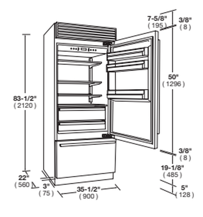 Fulgor Milano F7PBM36S1R Stainless 18.5 Cu.Ft RH Refrigerator - Parts