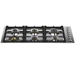Bertazzoni PROF366QBXT 36 Inch Pro Series Side Controls 6 Brass Burners Gas Cooktop