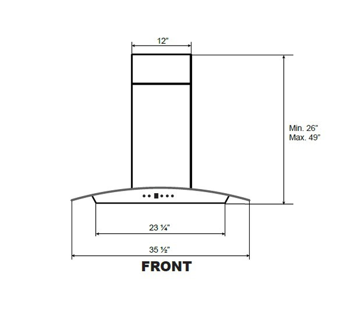 Cyclone SIB52136SS 36 Inch Mounted to Ceiling 600 CFM
