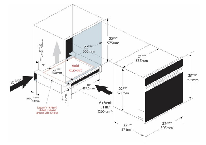 Porter&Charles SOPS60GL 24 Inch Single Wall Oven