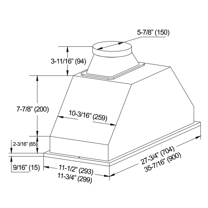 Kobe INX2930SQBF5002 30 Inch Installed in Cabinet 550 CFM