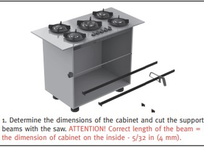 Pitt Cooking SUPPORT BAR Support Beam for large format Cooktop installations