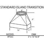 Vent-A-Hood VP565 HVAC Kit T200 Transition - 5 Inch x 16 Inch To 8 Inch Round