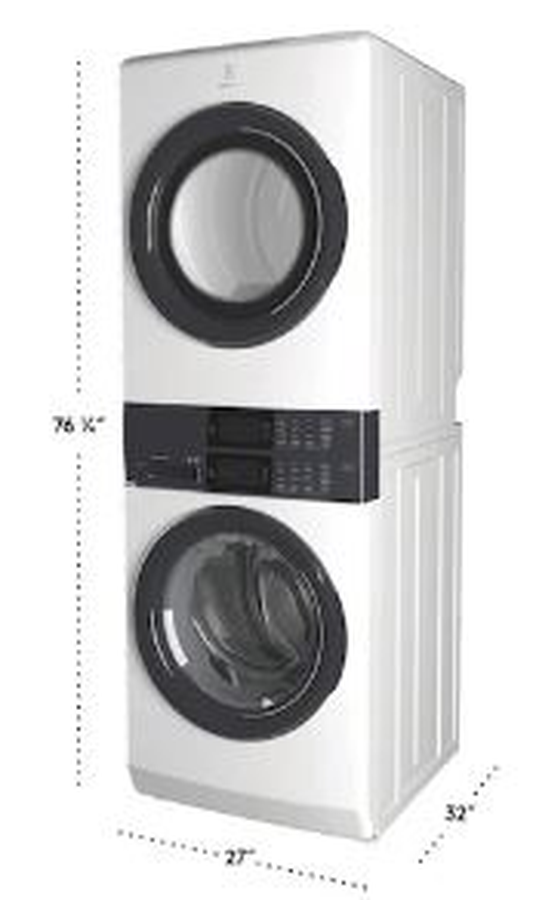 Electrolux ELTE730CAW 27 Inch Two Ways to Sanitize. LuxCare Wash System 5.2 cu.ft Steam Washer WashTower with Electric Dryer