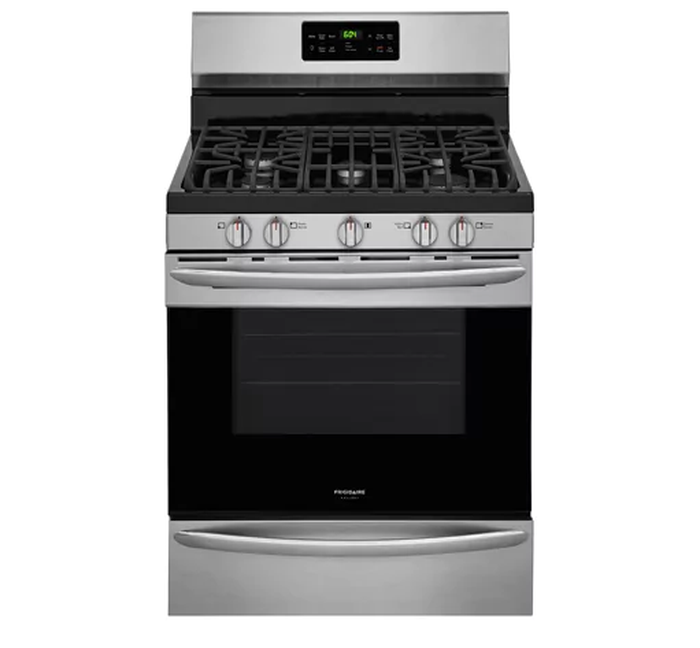 Frigidaire GCRE306CBF 30 Inch 6.2 Cu Ft Five Burner Rear Control Self Clean Convection Electric Range