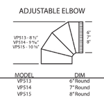 Vent-A-Hood VP514 HVAC Kit VP514 7 inch Round Adjustable Elbow