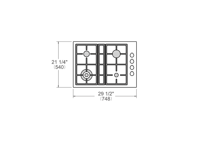 Bertazzoni PROF304QBXT 30 Inch Pro Series Slide Controls 4 Brass Burners Gas Cooktop