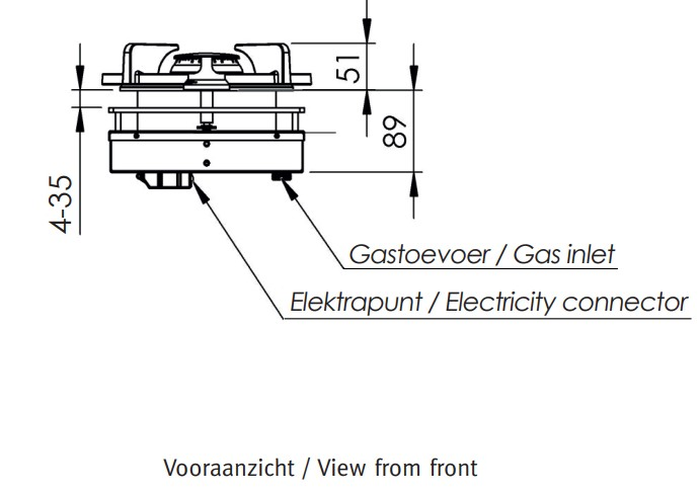 Pitt AKAN 9 Inch Gas Cooktop Top Controls One 2 kW Aluminum Gas Burner