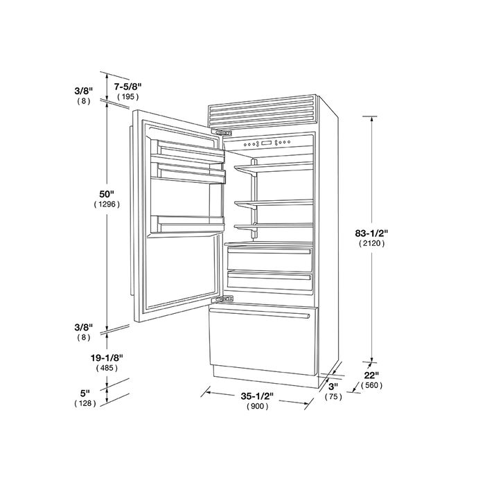 Fulgor Milano F7PBM36S1L 36 Inch Stainless 18.5 Cu.Ft LH - Refrigerator - Parts