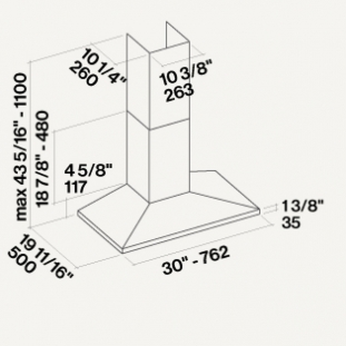 Falmec FPVUX30W6SSR 30 Inch Wall Mount Hood 600 CFM