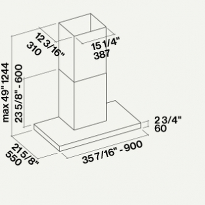 Falmec FNPLS36W5SSR 36 Inch Mounted on Wall Range Hood 500 CFM