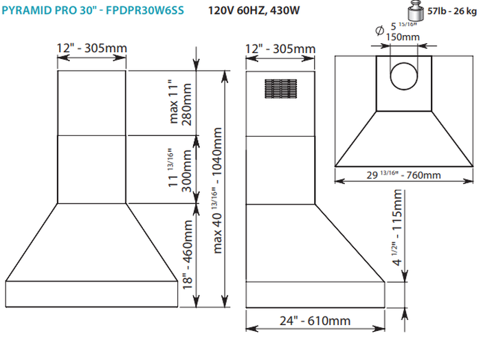 Falmec FPDPR30W6SS Range Hood replacement parts