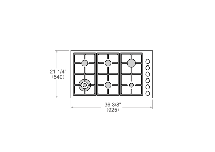 Bertazzoni PROF366QBXT 36 Inch Pro Series Side Controls 6 Brass Burners Gas Cooktop