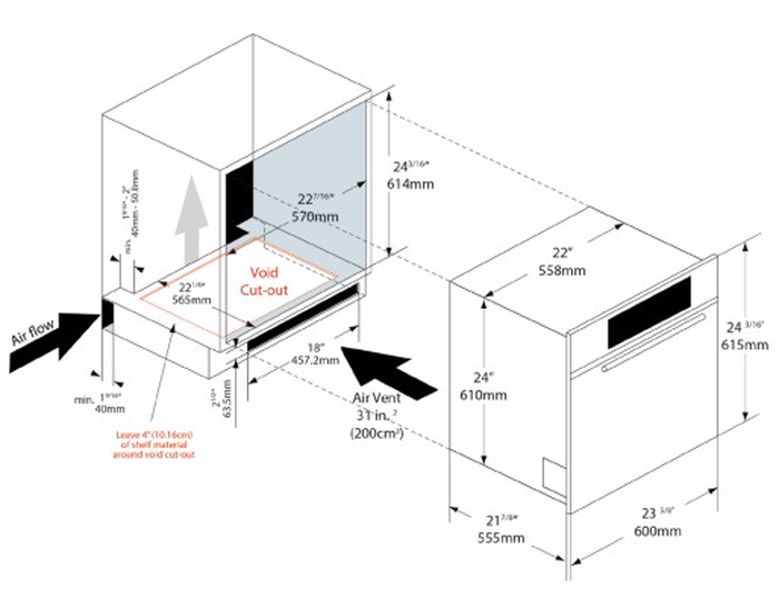 Porter&Charles SOPS60EL 24 Inch Single Wall Oven