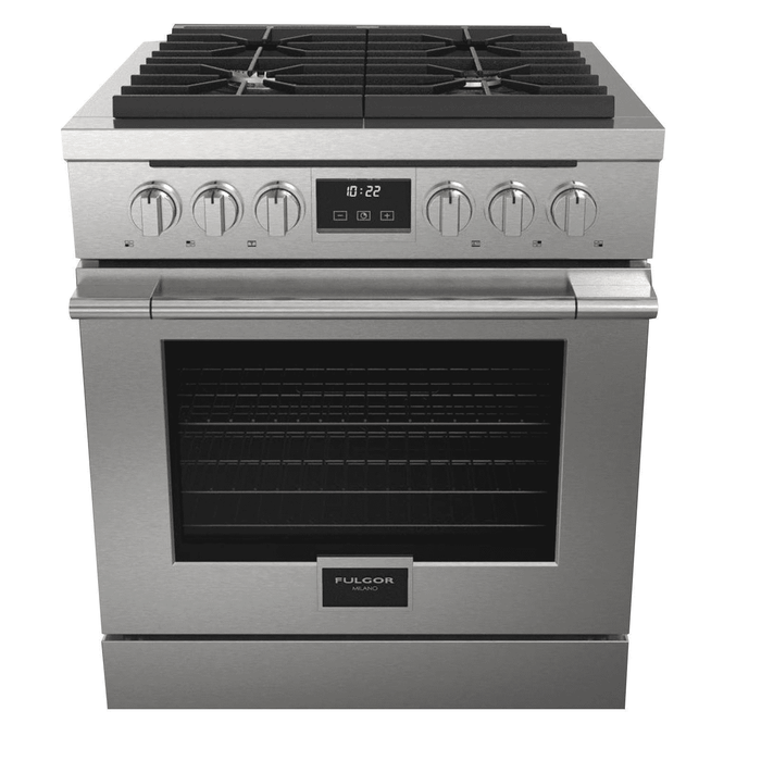 Fulgor Milano F4PDF304S1 30 Inch Convection Self Clean Dual Fuel Range