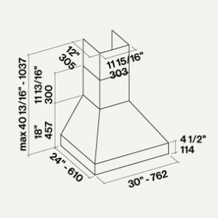 Falmec FPDPR30W6SS3 30 Inch Mounted on Wall 600 CFM