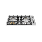 Bertazzoni QB30400X 30 Inch Pro Series Slide Controls 4 Brass Burners Gas Cooktop