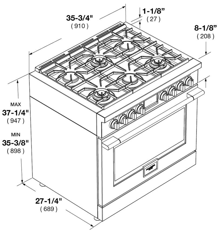 Fulgor Milano F4PDF366S1 36 Inch Accento Dual Fuel Range