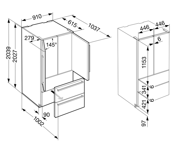 Liebherr CBS2092 36 Inch 18.9 Cu Ft Fully Integrated - French Door Refrigerator Parts