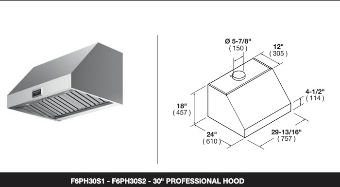 Fulgor Milano F6PH30S2 30 Inch Mounted on Wall 600 DFM