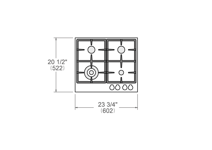 Bertazzoni PROF244CTXV 24 Inch Pro Series Front Controls 4 Aluminum Burners Gas Cooktop