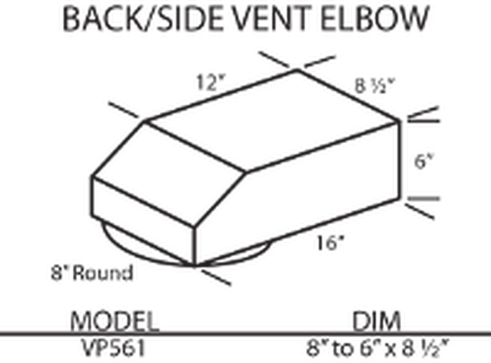 Vent-A-Hood VP561 HVAC Kit Back/Side Vent Elbow