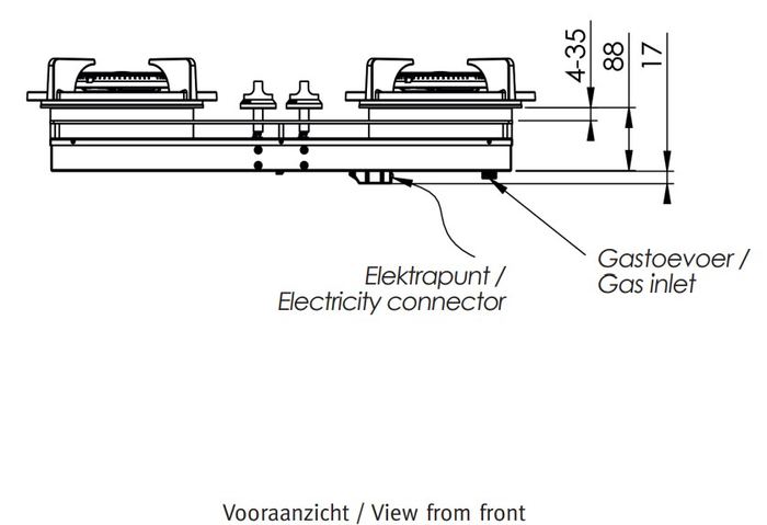 Pitt Cooking BROMO2PT-NG 26 Inch Brass 4 Burner Gas Cooktop