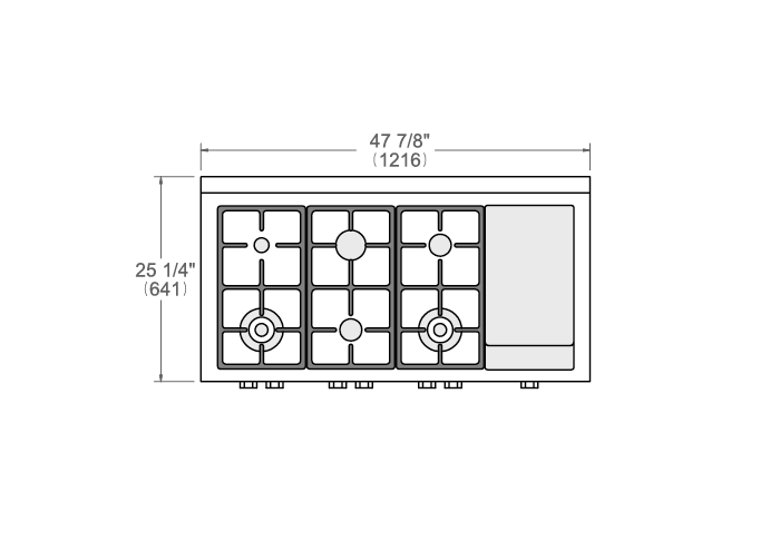 Bertazzoni PROF486GRTBXT 48 Inch Pro Series Gas Rangetop
