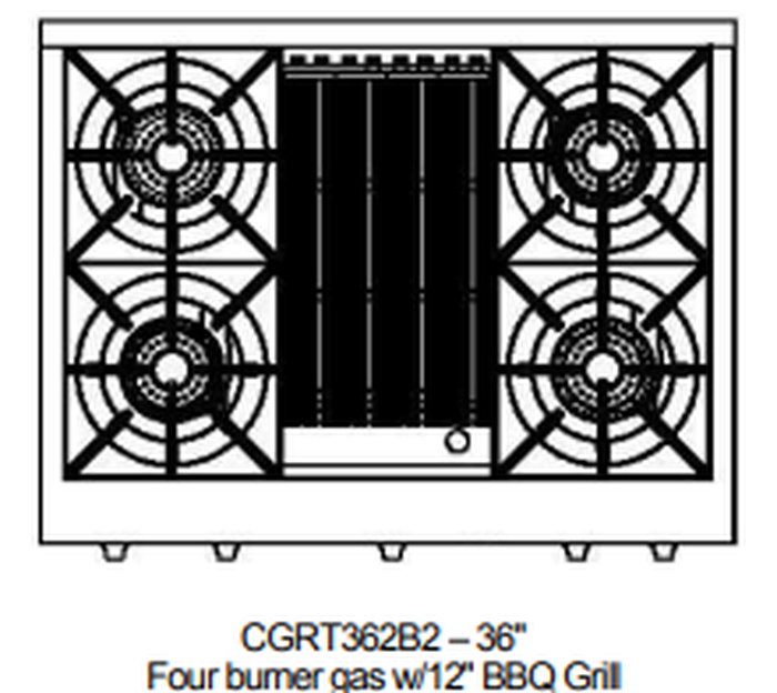 Capital CGRT362B2L 36 Inch Culinarian Gas Rangetop