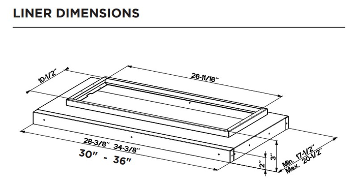 Faber LINSPT301228 Hood Liner 30 inch self supporting liner hardware