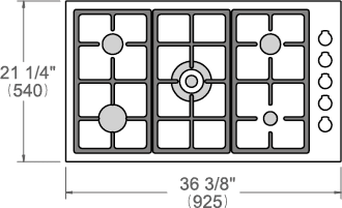 Bertazzoni MAST365QXE 36 Inch Master Series Slide Controls 5 Aluminum Burners Gas Cooktop