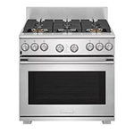 Electrolux ECFD3668AS 36 Inch Six Burners Two Brass Power Burners Dual Fuel Range