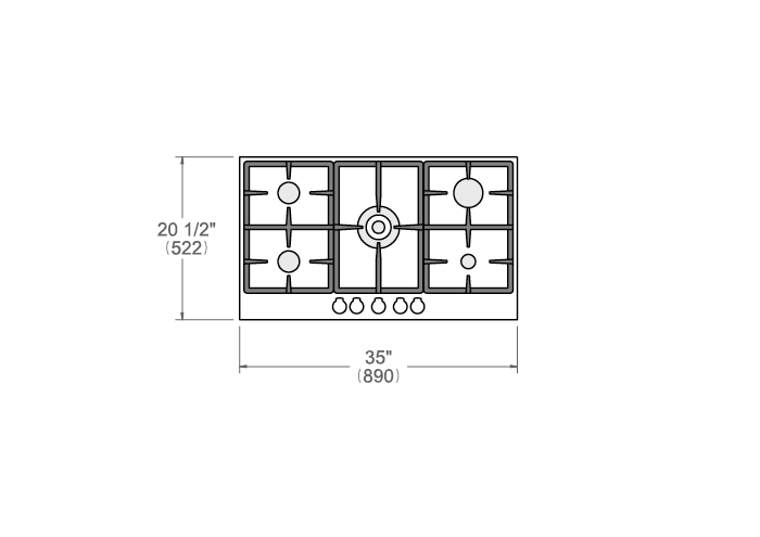 Bertazzoni PROF365CTXV 36 Inch Pro Series Front Controls 5 Aluminum Burners Gas Cooktop