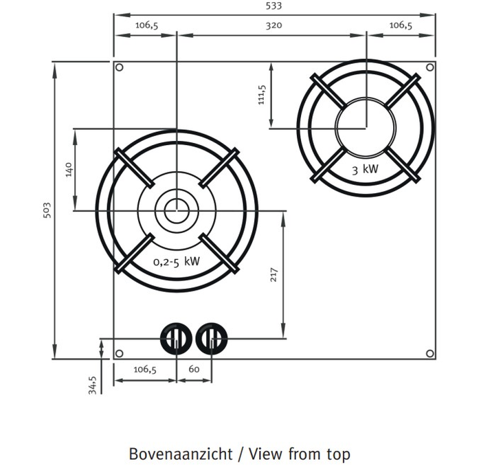 Pitt Cooking BALURAN2PT-NG 21 Inch Brass 2 Burner Gas Cooktop