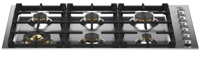 Bertazzoni PROF366QBXT 36 Inch Pro Series Side Controls 6 Brass Burners Gas Cooktop
