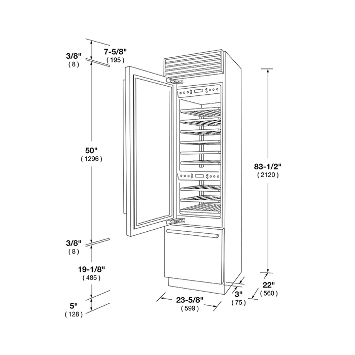 Fulgor Milano F7PBW24S1L Stainless Dual Temp Zones 52 Bottles LH Wine Fridge - Parts