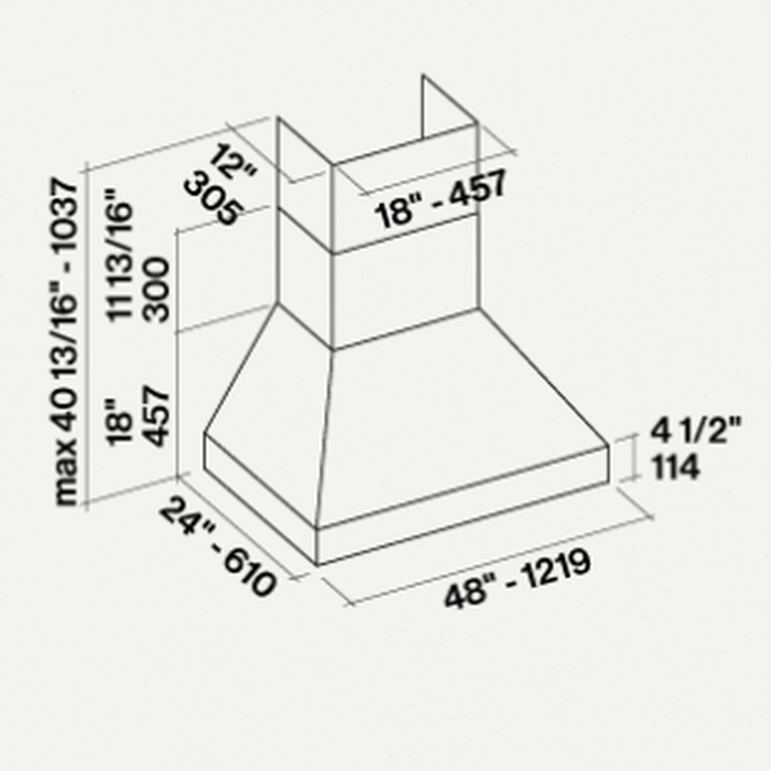 Falmec FPDPR48W9SS3 48 Inch Mounted on Wall 1000 CFM