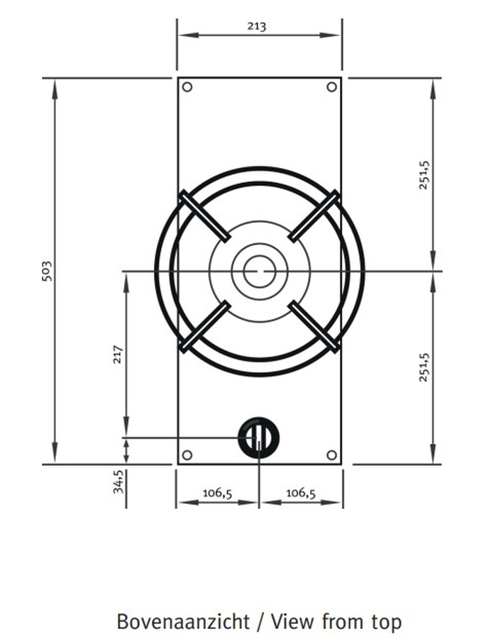 Pitt Cooking AZUMA1PT-NG 12 Inch Brass 1 Burner Gas Cooktop