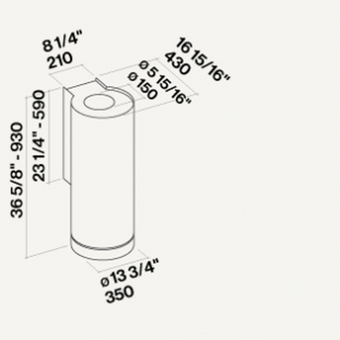 Falmec FDPLR15W5SSR 15 Inch Mounted on Wall Range Hood 500 CFM
