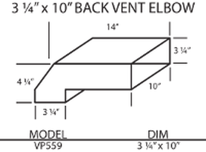 Vent-A-Hood VP559 HVAC Kit 3-1/4" x 10" Elbow