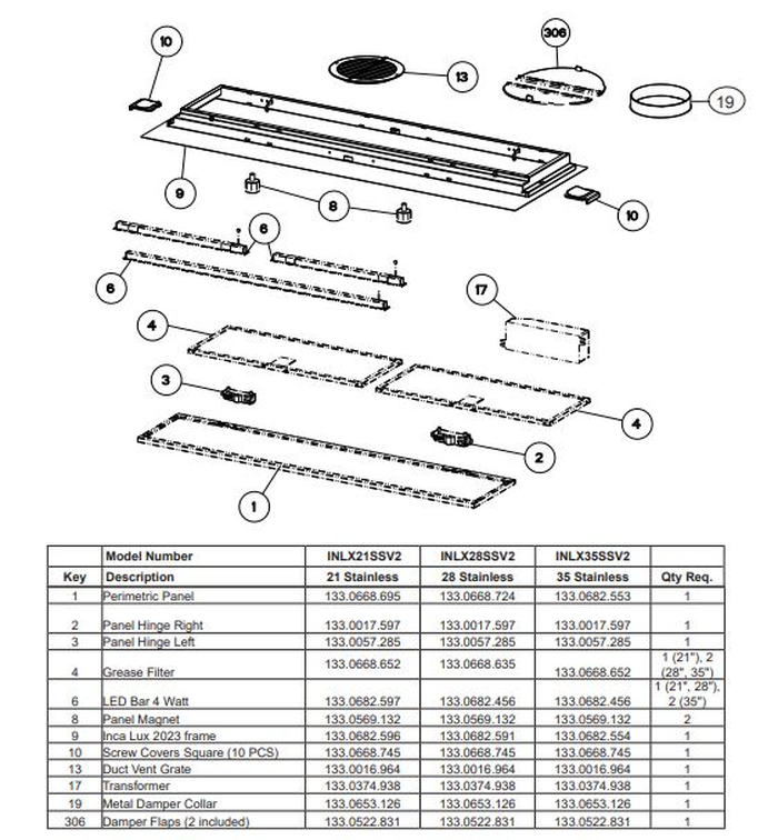 Faber 133.0681.528 Blower Motor Group SSV 600 CFM for Inca Lux Dama Stilo Glass Stratus Isola