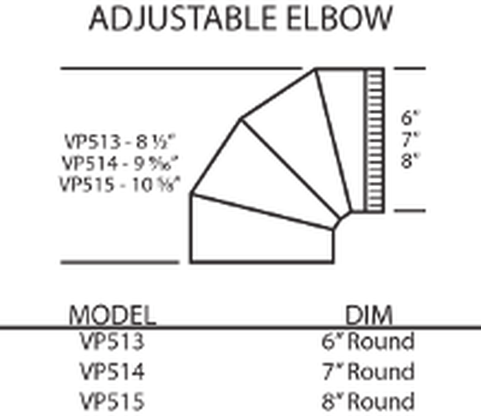 Vent-A-Hood VP514 HVAC Kit VP514 7 inch Round Adjustable Elbow